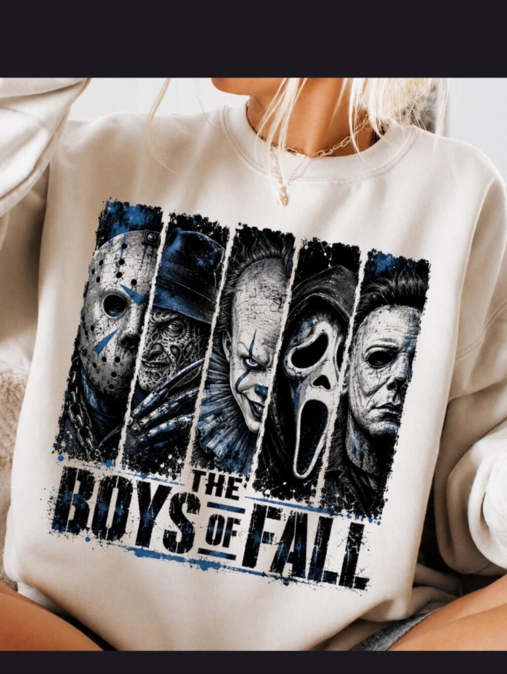 Horror Icons The Boys of Fall Sweatshirt Jason Freddy Pennywise Ghostface Michae
